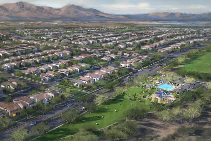 Avondale Arizona rendering from above, economic growth and city planning