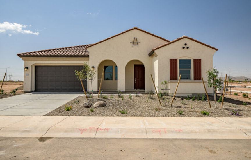 Sandpiper front exterior by Woodside Homes in Alamar community in Avondale, AZ