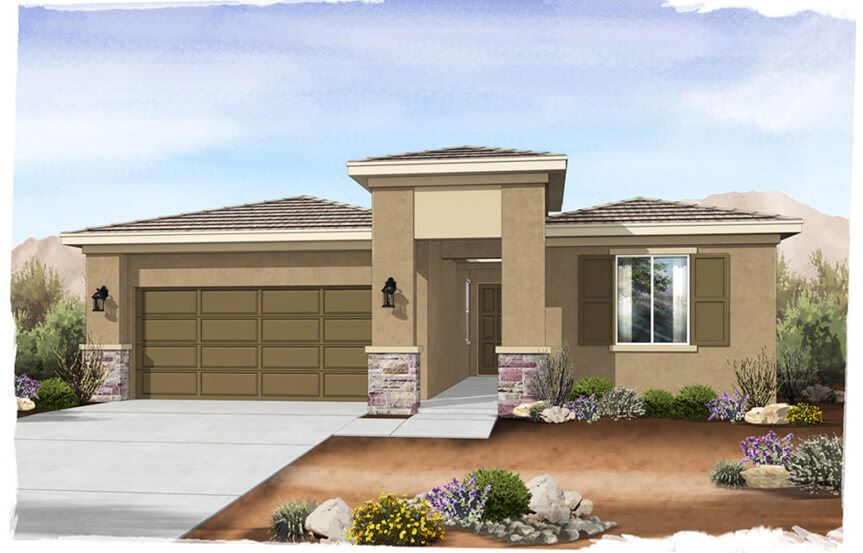 Castellano Contemporary Southwest elevation by Brightland Homes at Alamar community in Avondale, AZ