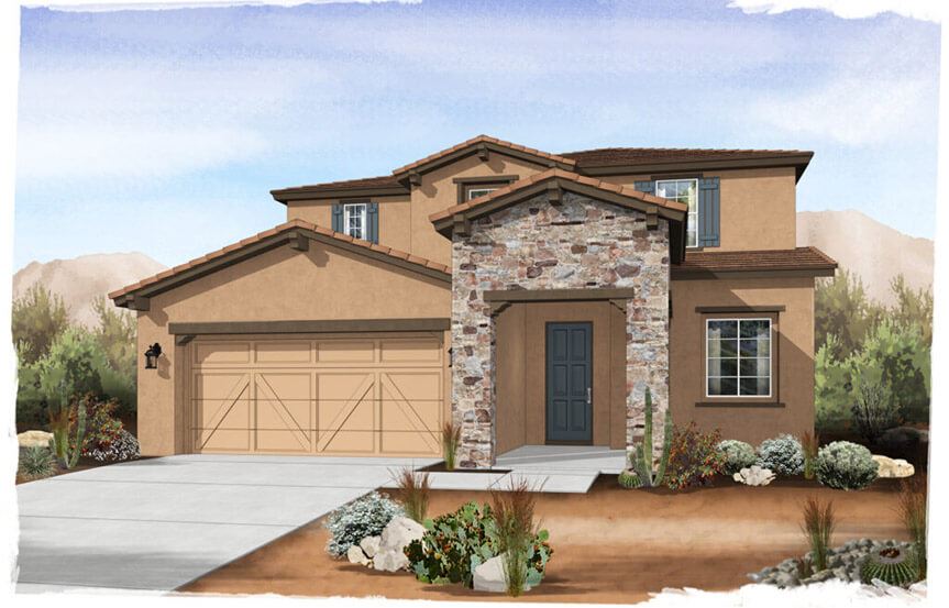 Parma Territorial Ranch elevation by Brightland Homes at Alamar community in Avondale, AZ