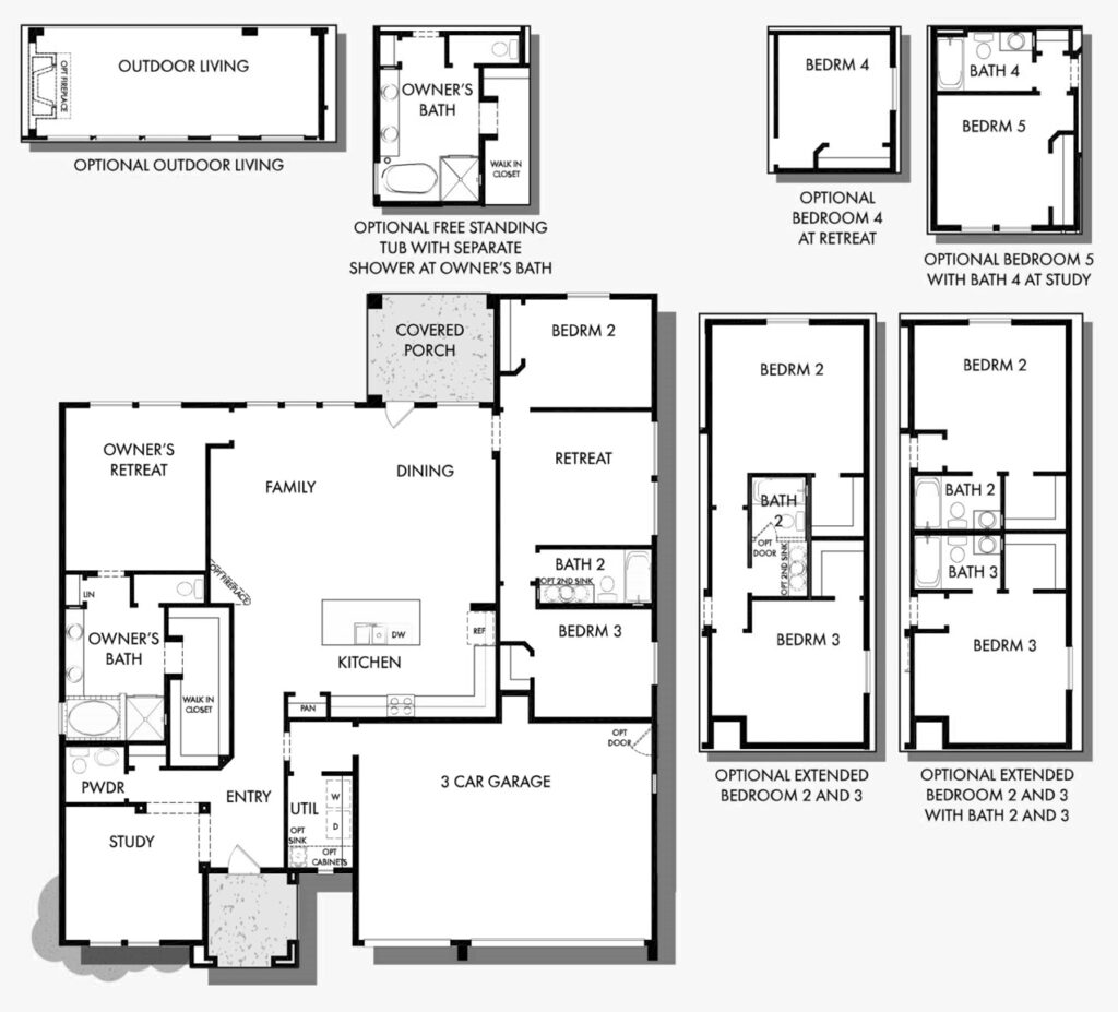 David Weekley Homes Walthall floorplan room options at Alamar community in Avondale, AZ