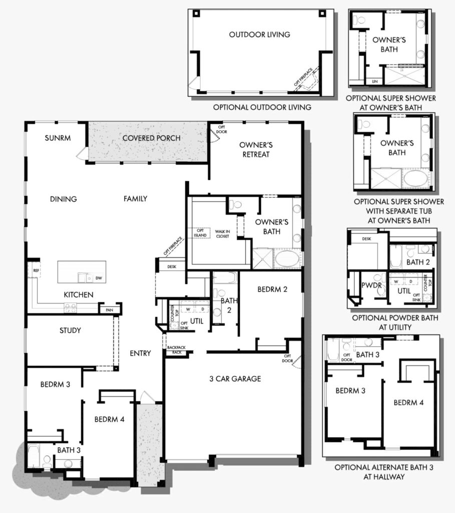 Saddleback floorplan with room options by David Weekley at Alamar in Avondale, AZ
