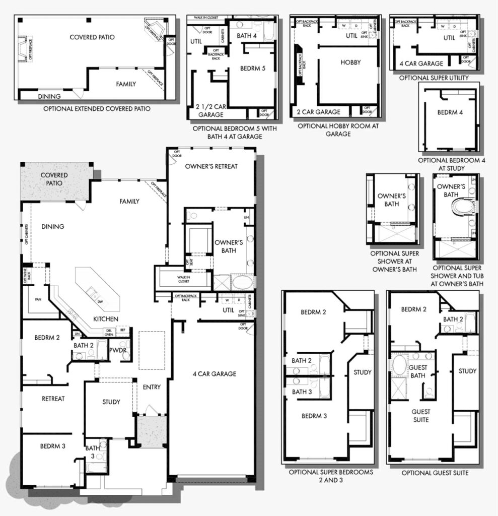 Madrean floorplan room options by David Weekley at Alamar in Avondale, AZ
