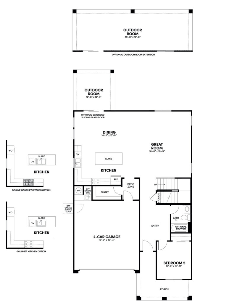 Sage Rockrose floorplan floor 1 reversed by Brookfield Residential at Alamar in Avondale, AZ