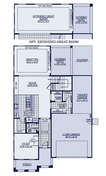 Patagonia floorplan floor 1 options by William Ryan Homes at Alamar in Avondale, AZ