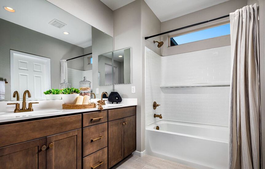Sage Azure model bathroom by Brookfield Residential at Alamar community in Avondale, AZ
