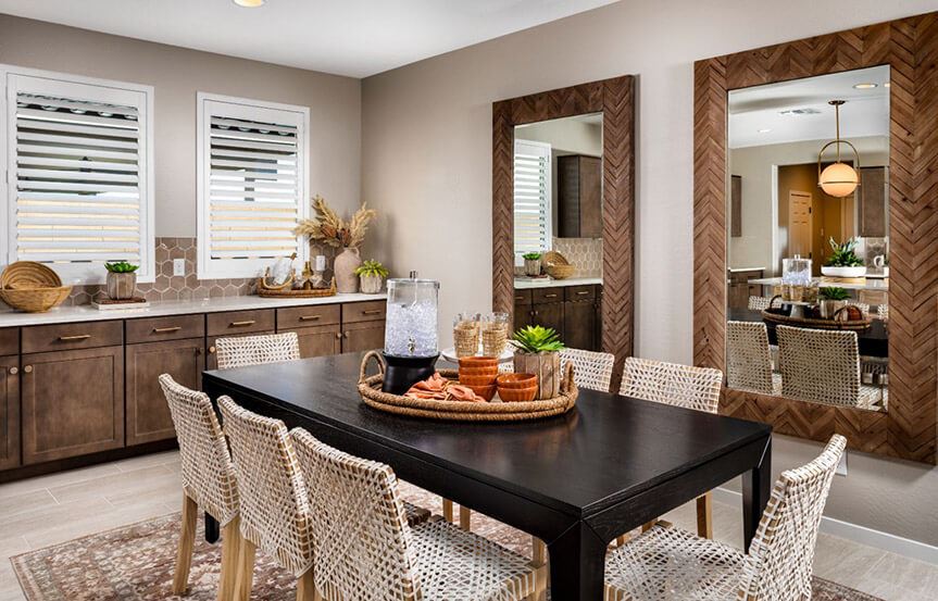 Sage Azure model dining by Brookfield Residential at Alamar community in Avondale, AZ